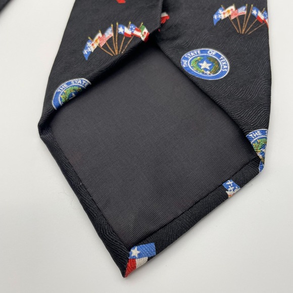 RM Style Mens Black 100% Silk Texas Flag Seal Necktie Tie - Picture 4 of 5